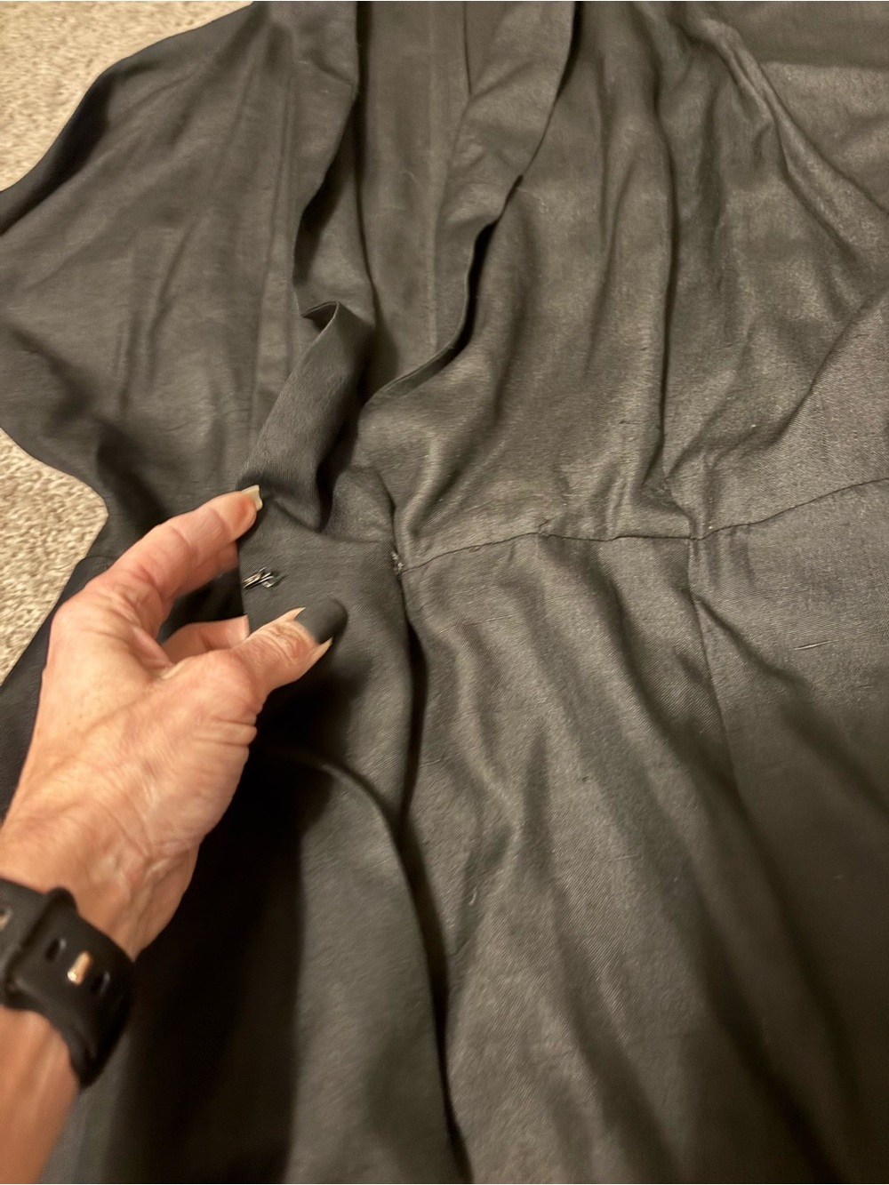 🎁Calvin Klein Classic Black Long-Sleeve Draped Neck Dress - Picture 2 of 5